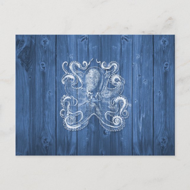 awesome cool Antique effect white octopus Postcard (Front)