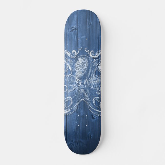 awesome cool Antique effect white octopus Skateboard (Front)