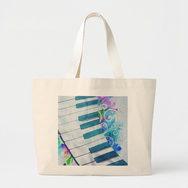 Awesome cool blue circular  piano light effects large tote bag (Front)