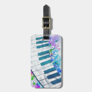 Awesome cool blue circular piano light effects luggage tag