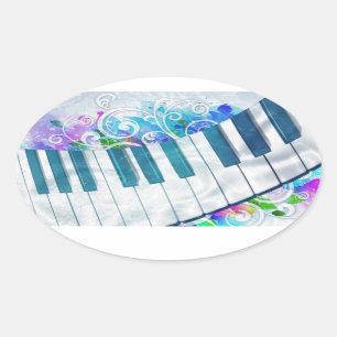 Awesome cool blue circular piano light effects oval sticker