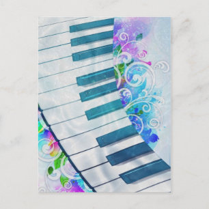 Awesome cool blue circular piano light effects postcard