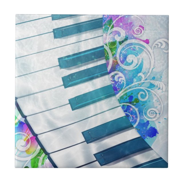 Awesome cool blue circular  piano light effects tile (Front)
