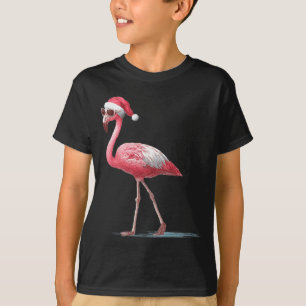 Awesome Cool Flamingo With Christmas Hat And Sungl T-Shirt