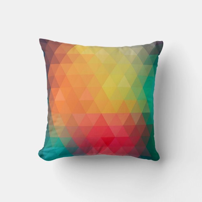 Awesome cool trendy colourful triangles pattern cushion (Front)