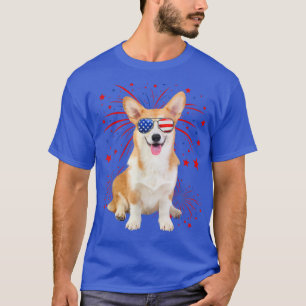 Awesome Corgi Dog American Flag 4th Of July T-Shirt
