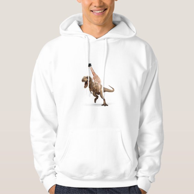 Awesome Crazy Giraffe Top Hat T-Rex  - Mens_Womens (Front)
