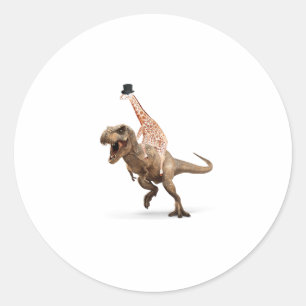 Awesome Crazy Giraffe Top Hat T-Rex  - Mens_Womens Classic Round Sticker