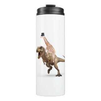 Awesome Crazy Giraffe Top Hat T-Rex  - Mens_Womens Thermal Tumbler