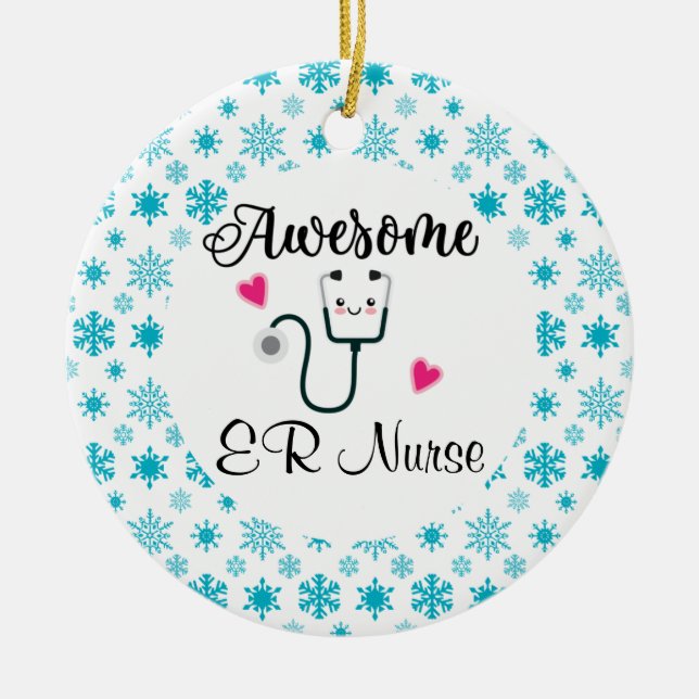 Awesome Custom Nurse Gift Ceramic Tree Decoration (Front)