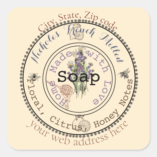 awesome customisable soap  square sticker (Front)