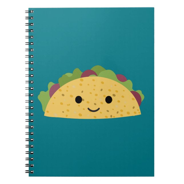 Awesome Cute Cartoon Kawaii Smiling Taco Notebook (Front)
