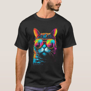 Awesome Cute Cat Sunglasses Motif Pop Cat Design T-Shirt