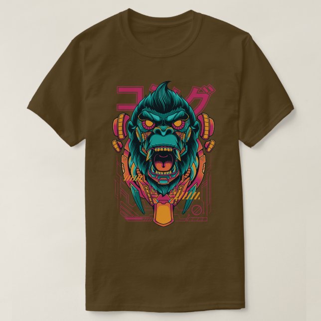 Awesome Cyberpunk Space Gorilla T-Shirt (Design Front)