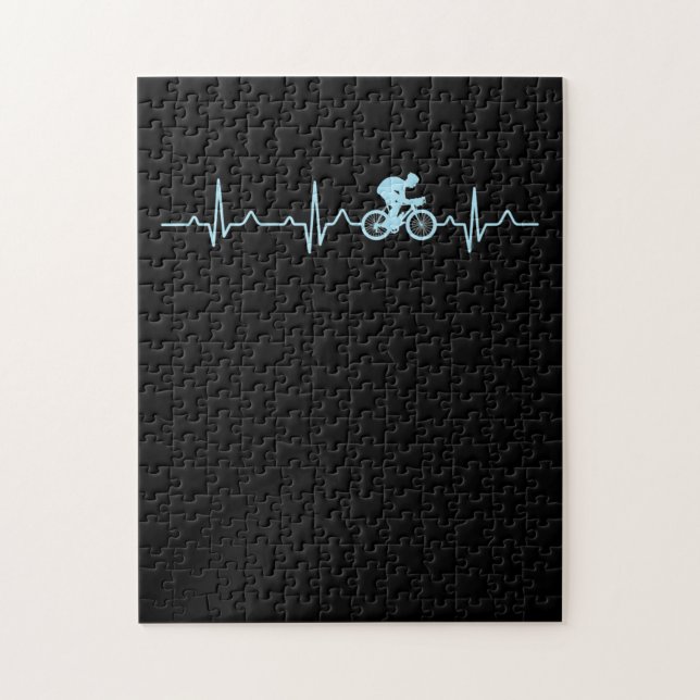 awesome cyclist heartbeat mountain biking cycling jigsaw puzzle (Vertical)
