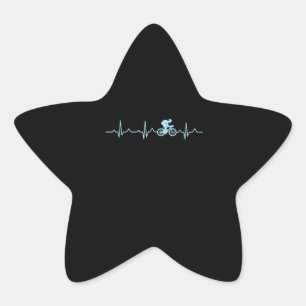 awesome cyclist heartbeat mountain biking cycling star sticker