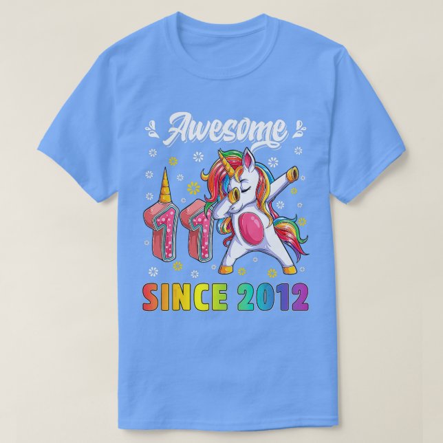 Awesome Dabbing Unicorn Birthday 11 Year Old Girl  T-Shirt (Design Front)