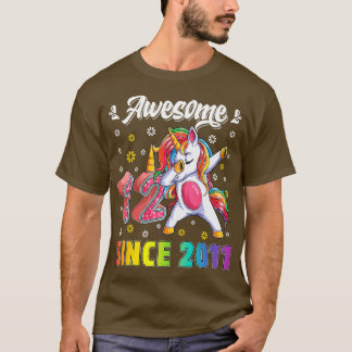 Awesome Dabbing Unicorn Birthday 12 Year Old Girl  T-Shirt