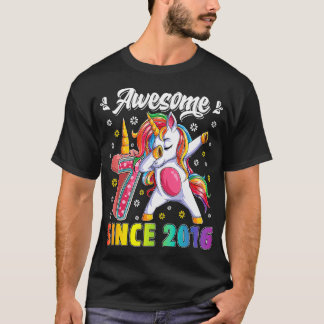 Awesome Dabbing Unicorn Birthday 7 Year Old Girl 7 T-Shirt