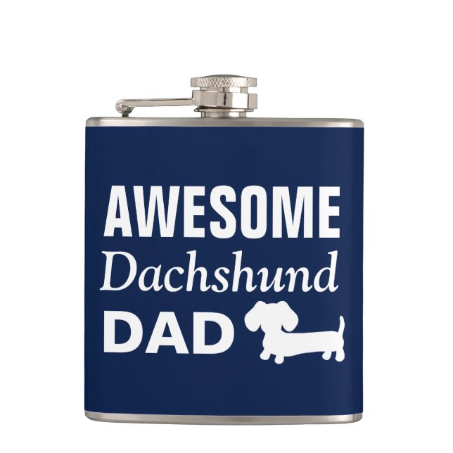 Awesome Dachshund Dad Flask Wiener Dog (Front)