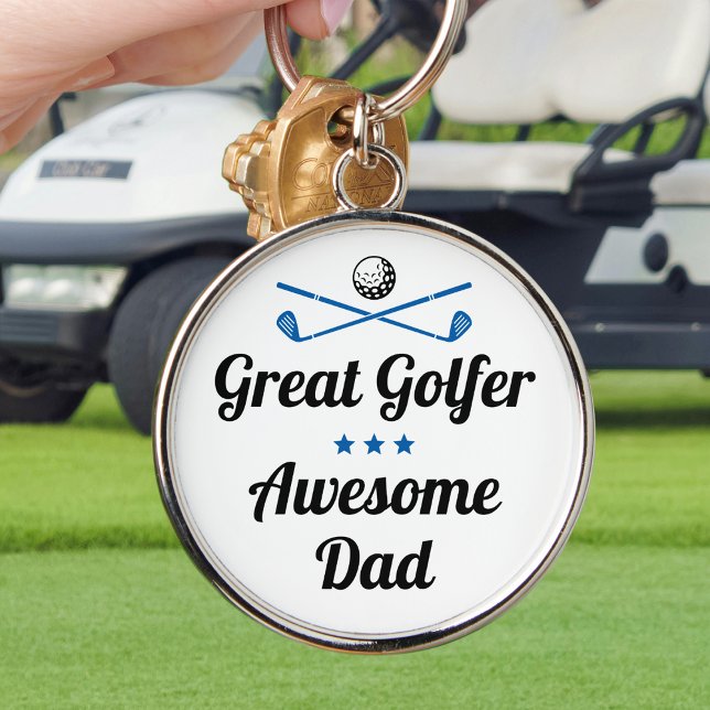Awesome Dad Golfer Father's Day Blue Custom Key Ring (Creator Uploaded)
