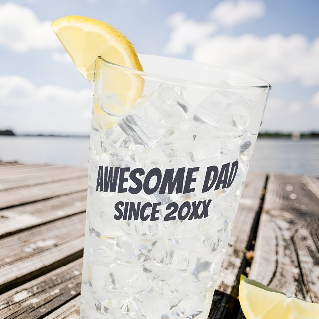 Awesome Dad Since 20XX Modern Simple Beer Glass (Creator Uploaded)