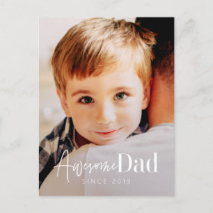 Awesome Dad Since 20XX Modern Simple Elegant Photo Holiday Postcard
