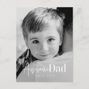 Awesome Dad Since 20XX Modern Simple Elegant Photo Holiday Postcard