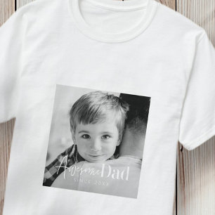 Awesome Dad Since 20XX Modern Simple Elegant Photo T-Shirt