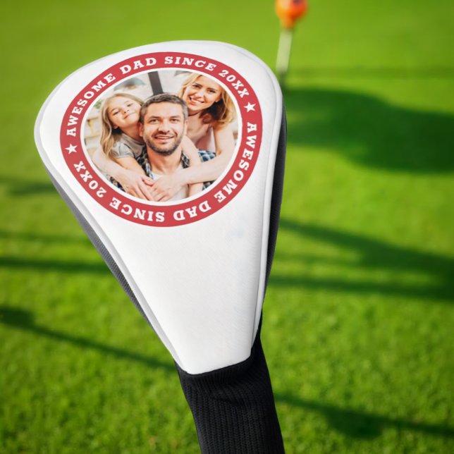 Awesome Dad Since 20XX Modern Simple Photo Golf Head Cover (Creator Uploaded)