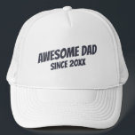 Awesome Dad Since 20XX Modern Simple Trucker Hat<br><div class="desc">This simple and modern design is composed of serif typography.  "Awesome Dad Since 20XX " on a block of colour. This is a perfect gift for your Dad on his birthday,  father's day,  christmas,  etc.</div>