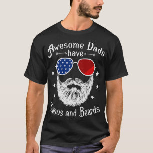 Awesome Dads Have Tattoos And Beards Cool Bearded  T-Shirt