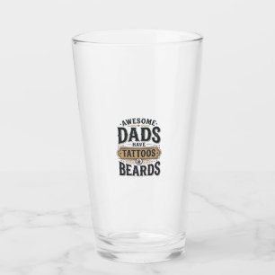 Awesome Dads Have Tattoos and Beards Vintage Shirt Glass