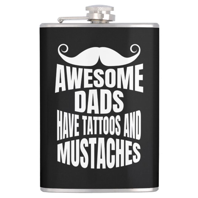 Awesome Dads Have Tattoos Black Flask 8oz (Front)