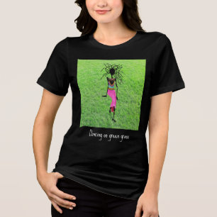 Awesome, Dancing on Green Grass Throw Pillow Tri-Blend Shirt