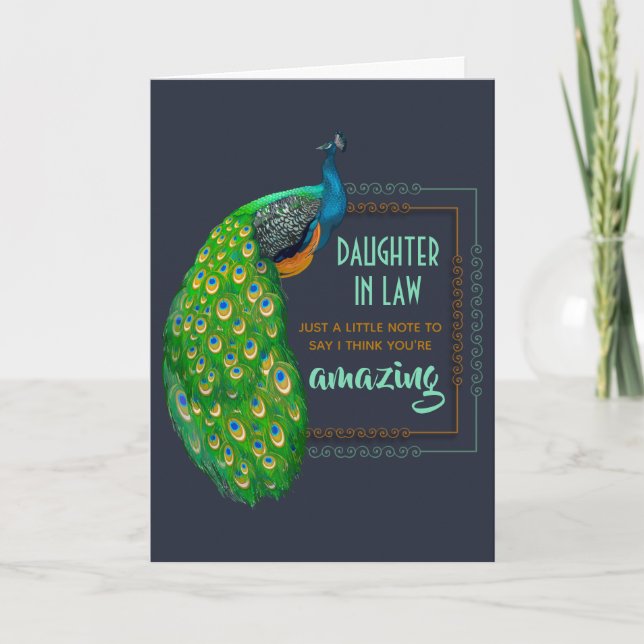 Awesome Daughter In Law Peacock Mother's Day Card (Front)