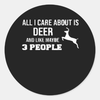 Awesome Deer Lover Minimal Retro Style Classic Round Sticker