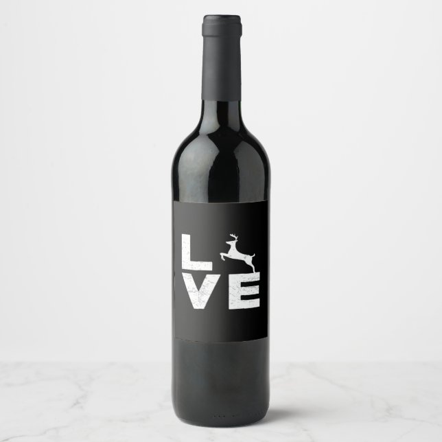 Awesome Deer Lover Trendy Aesthetic Design  Wine Label (Front)