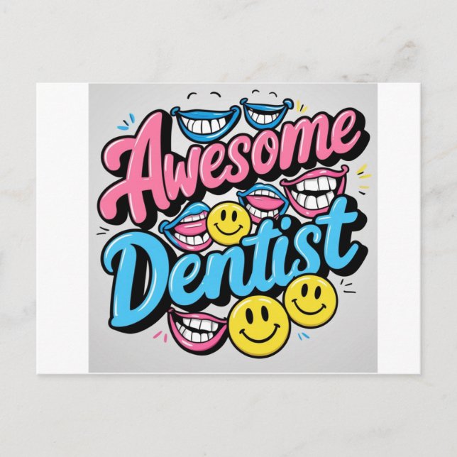 Awesome dentist thank you, smile gift postcard (Front)