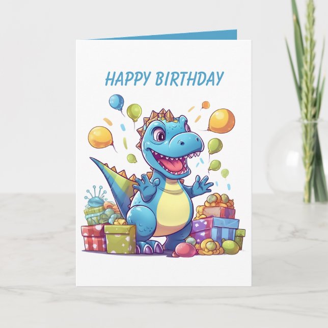 Awesome dinosaur party boys  card (Front)