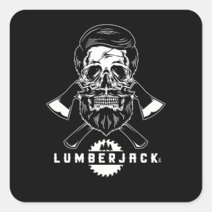 Awesome Distressed Lumberjack Graphic Axe Trees Square Sticker