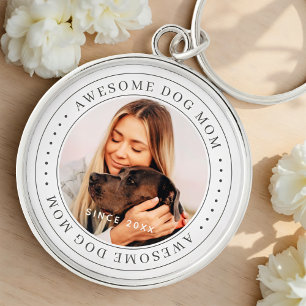 Awesome Dog Mom Since 20XX Classic Simple Photo Key Ring