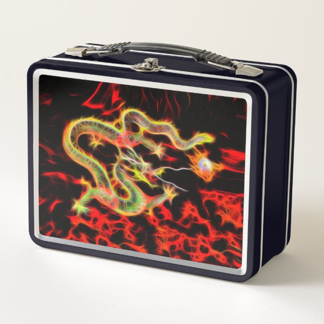 Awesome Dragon Fire on Lucky Energy Metal Lunch Box (Front)