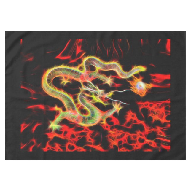 Awesome Dragon Fire on Lucky Energy Tablecloth (Front (Horizontal))