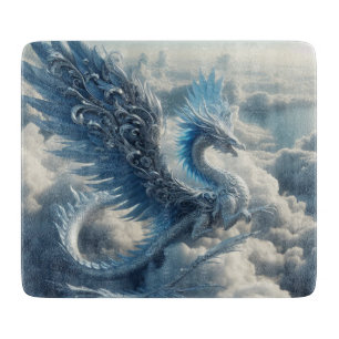 Awesome Dragon Surrounded by Clouds Glass Cutting Board