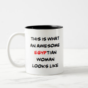awesome egyptian woman Two-Tone coffee mug