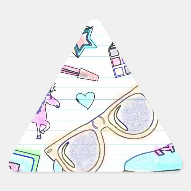 Awesome Eighties Colouring Book Pattern Triangle Sticker (Front)