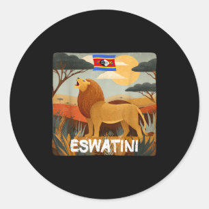 Awesome eswatini nature with lion graphic costume classic round sticker
