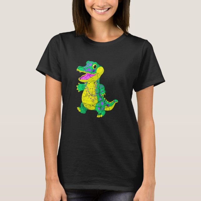Awesome Festival Madri Gras Alligator Beads Men Wo T-Shirt (Front)