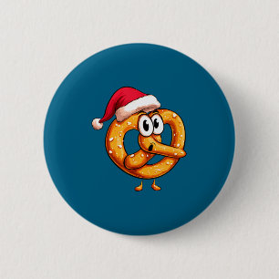 Awesome Festive Pretzel With Santa Claus Hat Costu 6 Cm Round Badge